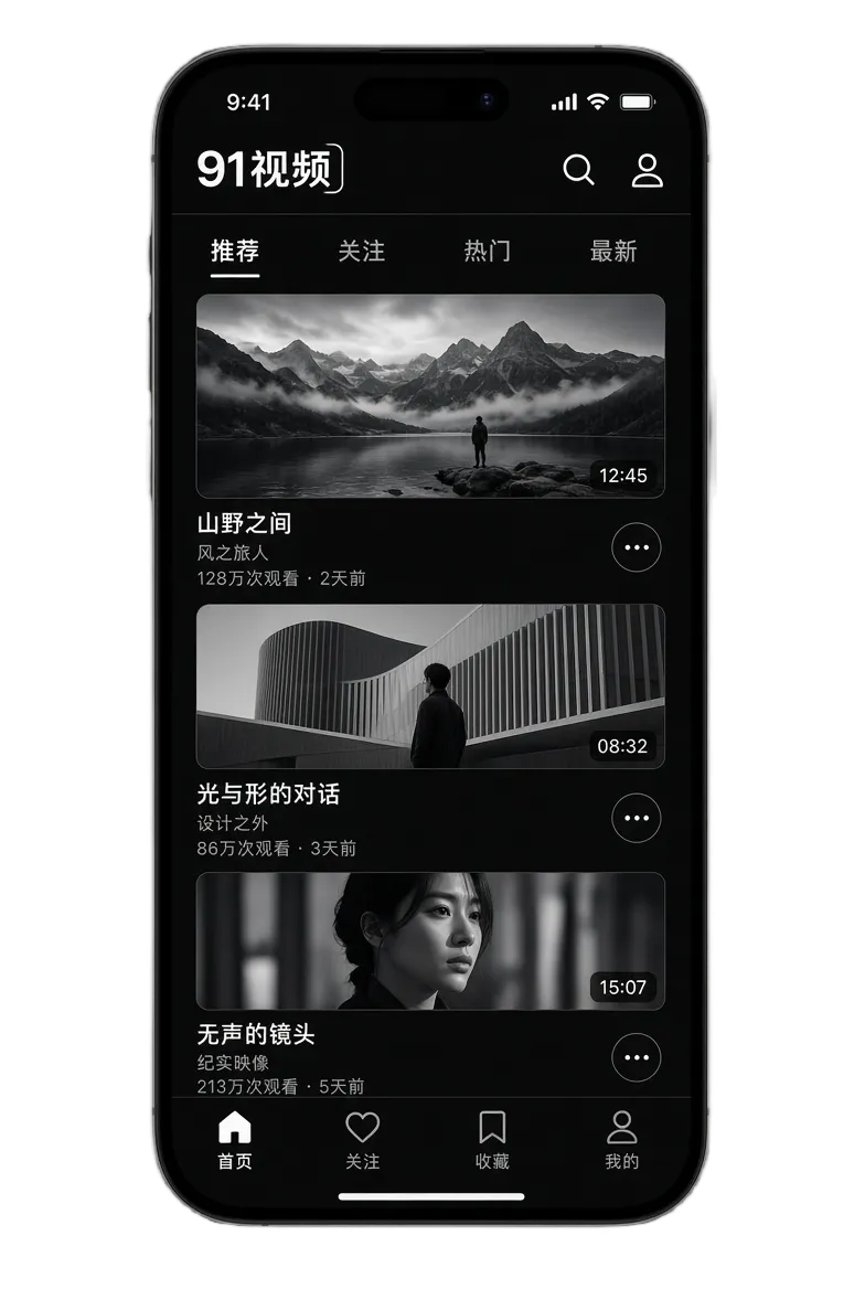 91视频APP界面示意